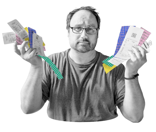 A split image showing a person happily filing taxes using the standard deduction on one side, and a person meticulously sorting through receipts for itemized deductions on the other.