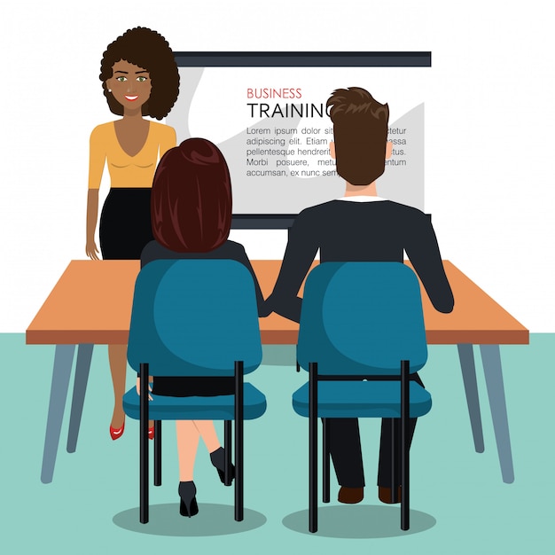 A symbolic representation: A person attending a job training session, with diverse participants, illustrating the work requirement aspect of SNAP and the efforts towards self-sufficiency and economic independence. The setting is bright and motivational.