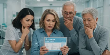 People reviewing 2025 healthcare costs on a tablet, symbolizing financial planning.