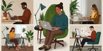 Diverse US professionals engaged in remote work, showcasing flexible income opportunities