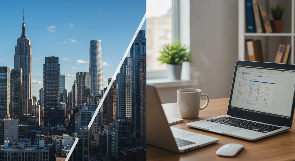 Balancing city office and home remote work environments