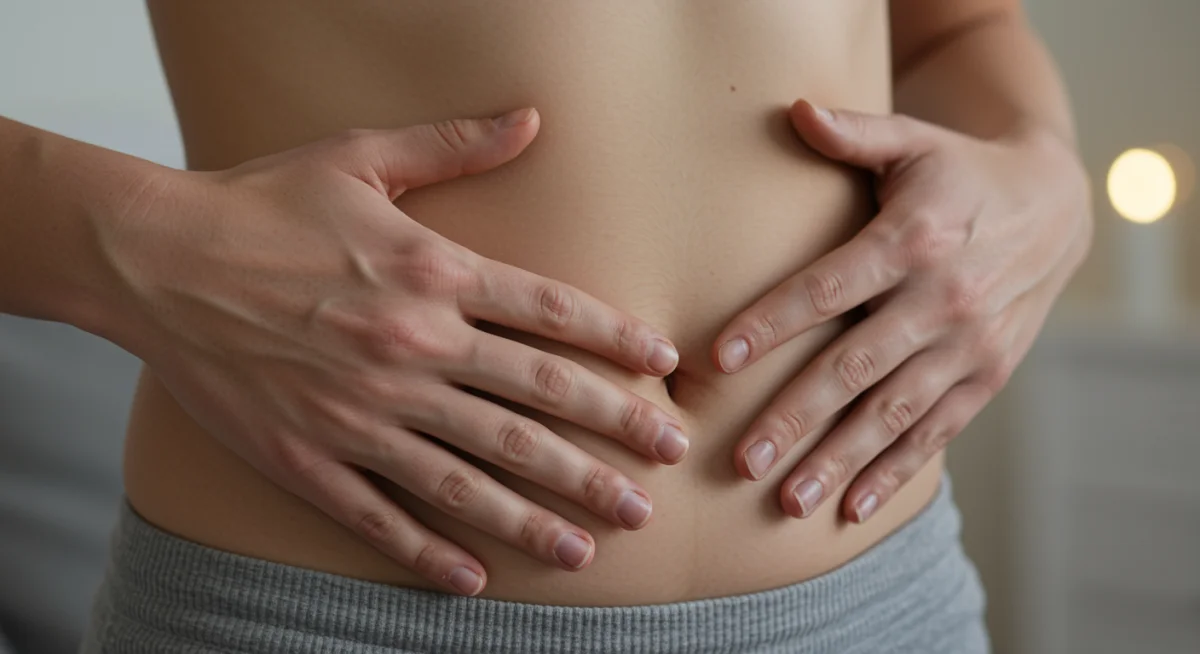 Hands demonstrating diaphragmatic breathing technique