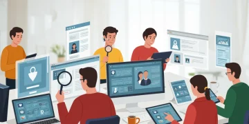 Diverse users engaging with accessible digital interfaces in a modern setting, symbolizing inclusive online experiences for 2026.