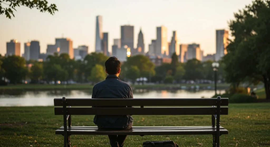 Person enjoying nature, digital detox concept