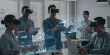 Professionals collaborating on digital projects, bridging skills gap