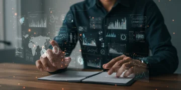 Futuristic digital footprint management interface