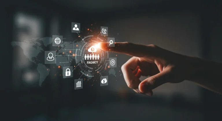 Futuristic interface showing digital legacy management