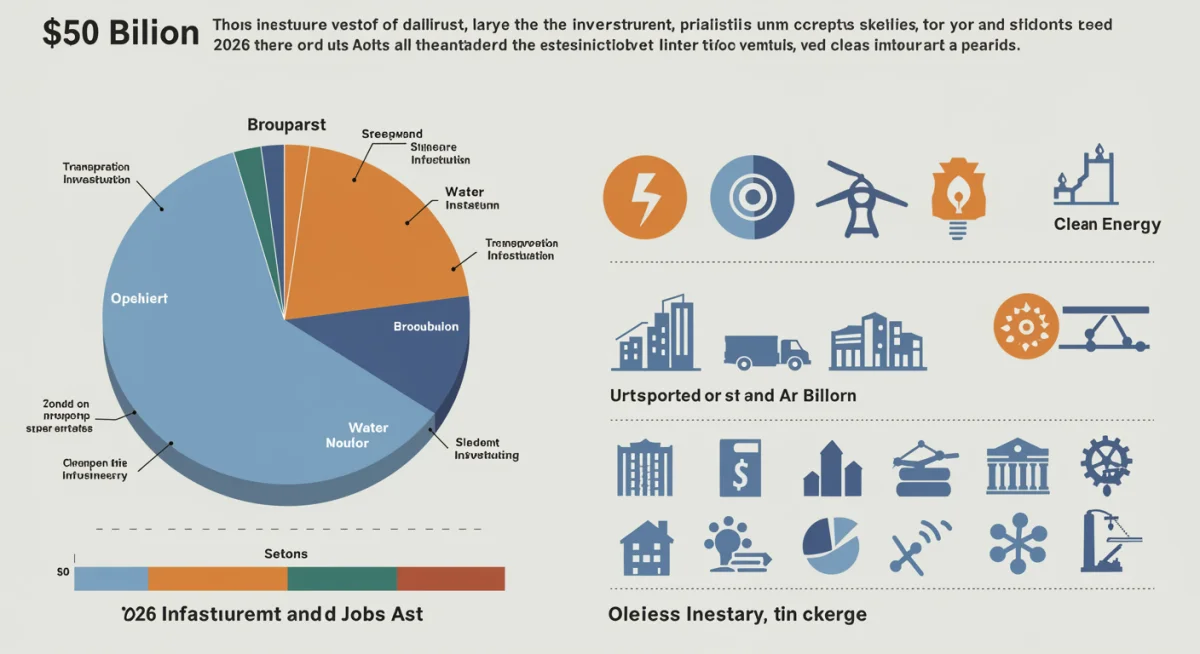 Infographic detailing the allocation of billion from the 2026 Infrastructure Investment and Jobs Act across various sectors.