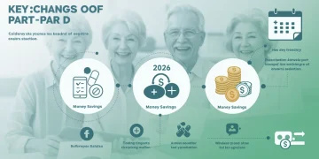 Infographic detailing Medicare Part D 2026 changes for prescription cost reduction