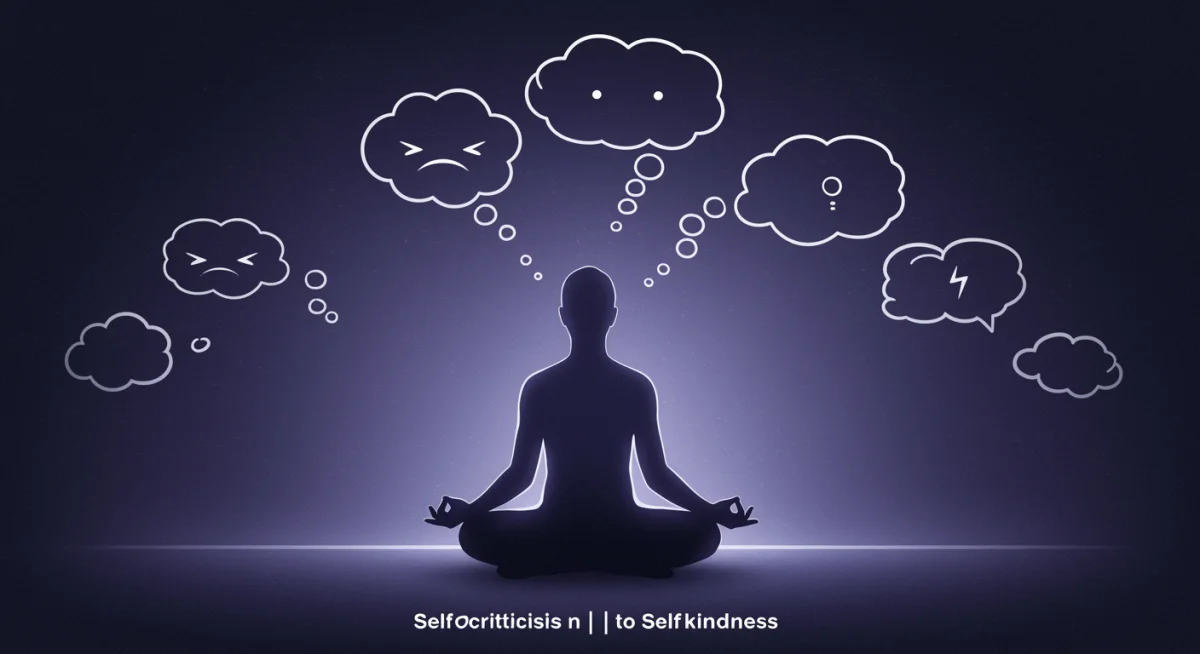 Meditating person transforming negative thoughts into positive ones