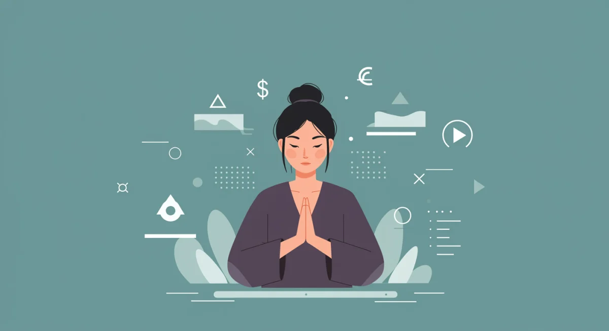 Person meditating with minimal digital distraction