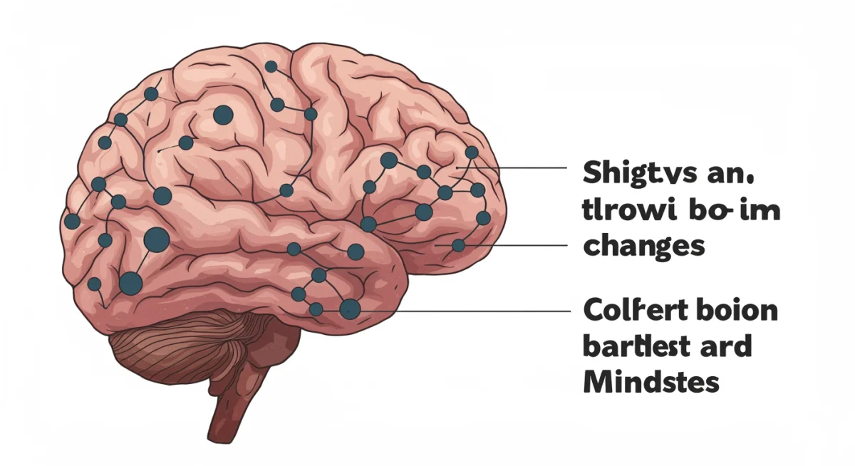 Brain with positive thought patterns, mindset shift illustration