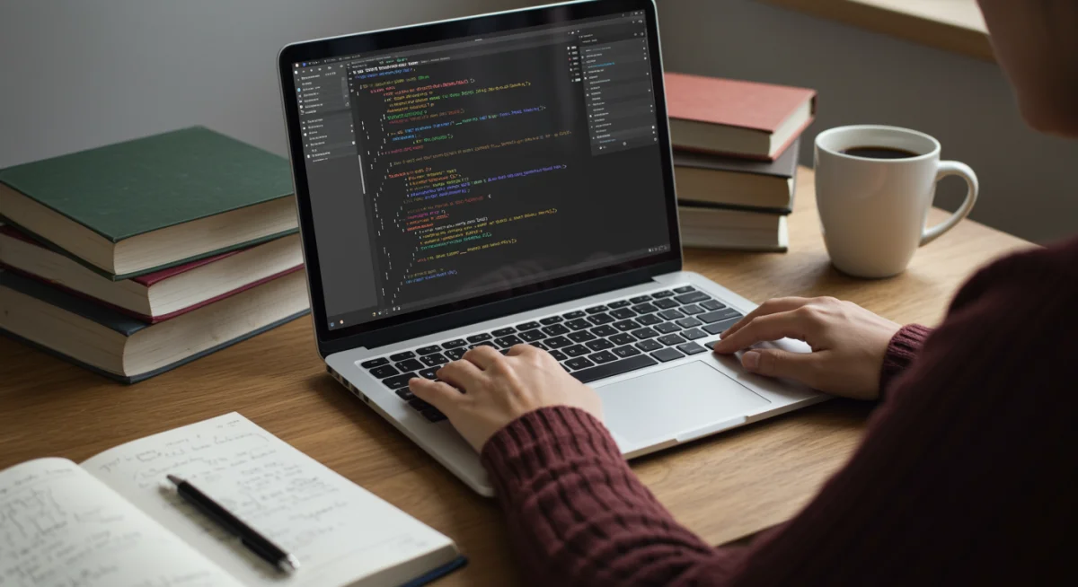 Individual engaged in online learning for career advancement