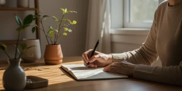 Person journaling for mental clarity and anxiety reduction