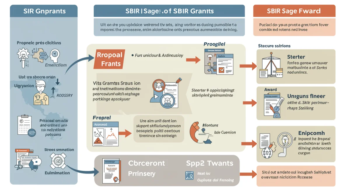 Infographic detailing the multi-stage SBIR grant application process