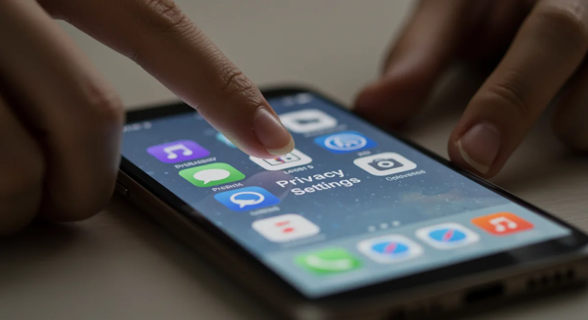 Person adjusting privacy settings on a smartphone
