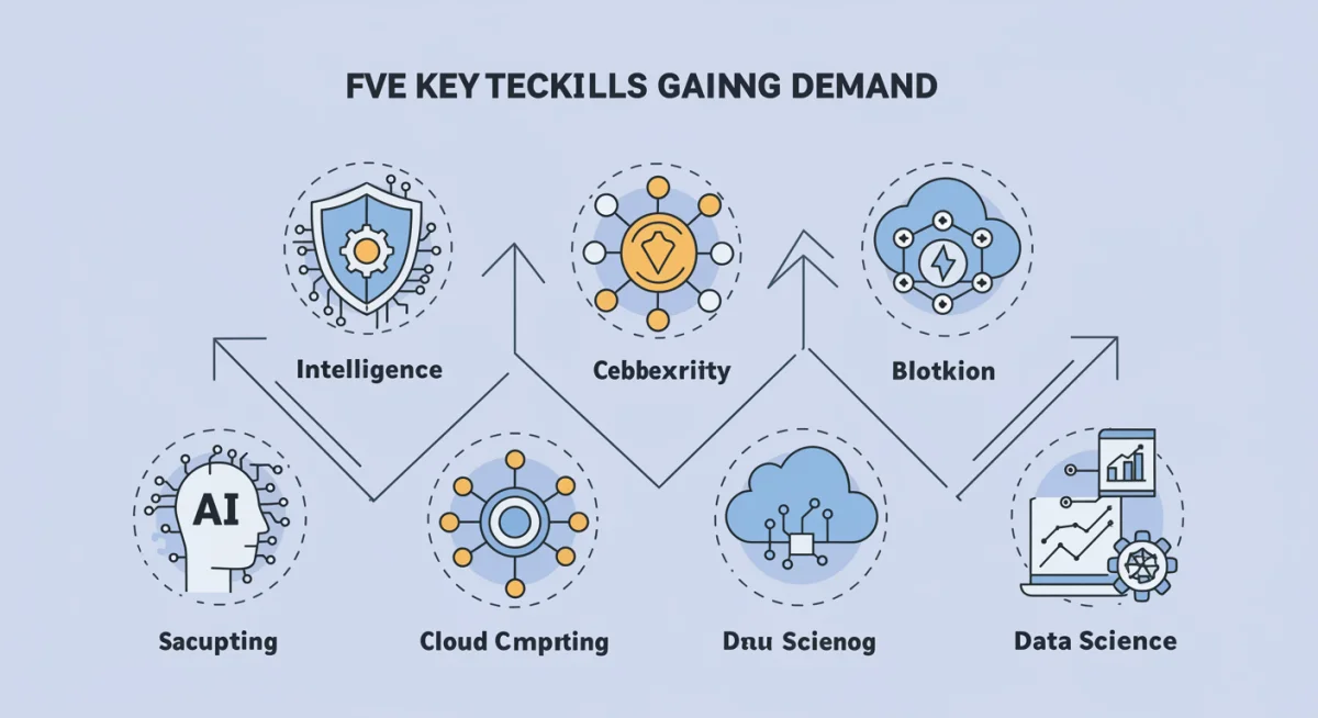 Infographic showing top 5 in-demand tech skills for 2026