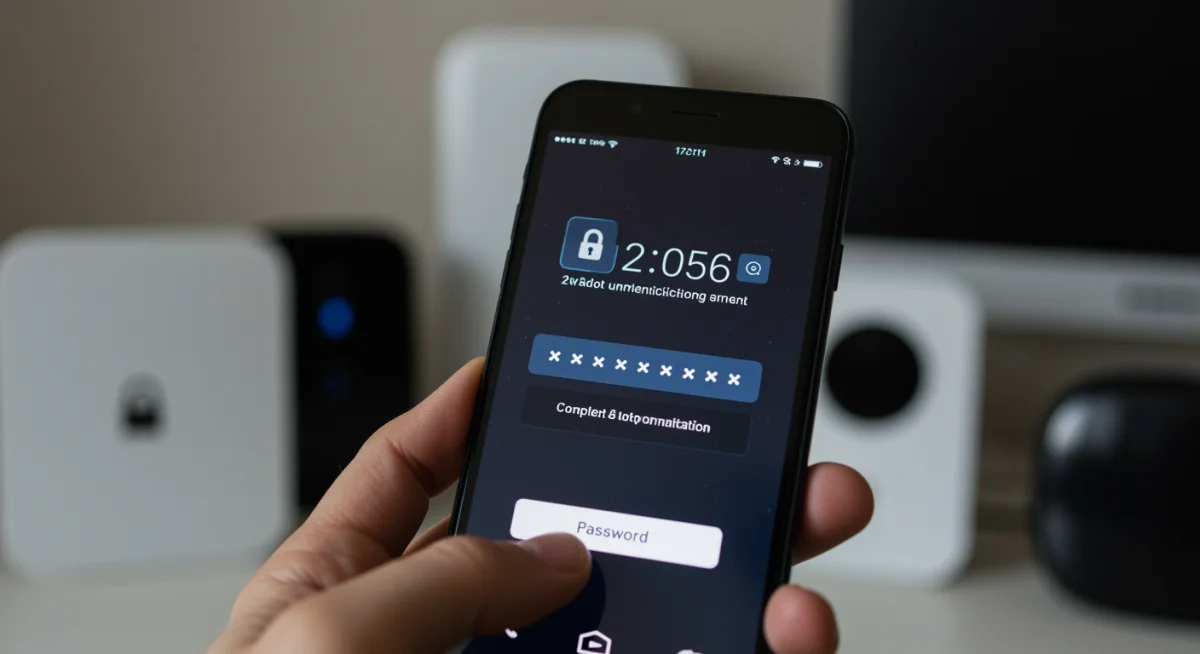 Smartphone displaying two-factor authentication for smart device