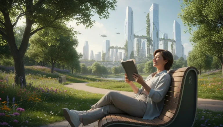 Person enjoying a book outdoors, away from screens, in a peaceful park setting.