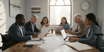 Group collaborating on federal disability benefit application forms for 2026