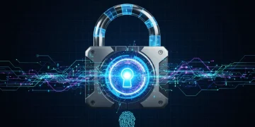 Futuristic digital padlock representing secure digital identity verification in 2026